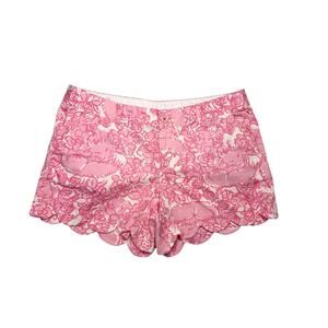 Lilly‎ Pulitzer Buttercup Shorts She's a Fox Pink 12 Scalloped Cottage Chic